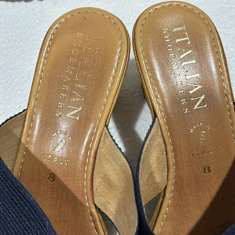 Italian Shoemakers wedge slip on crisscross Sandals made in Italy womens size 8